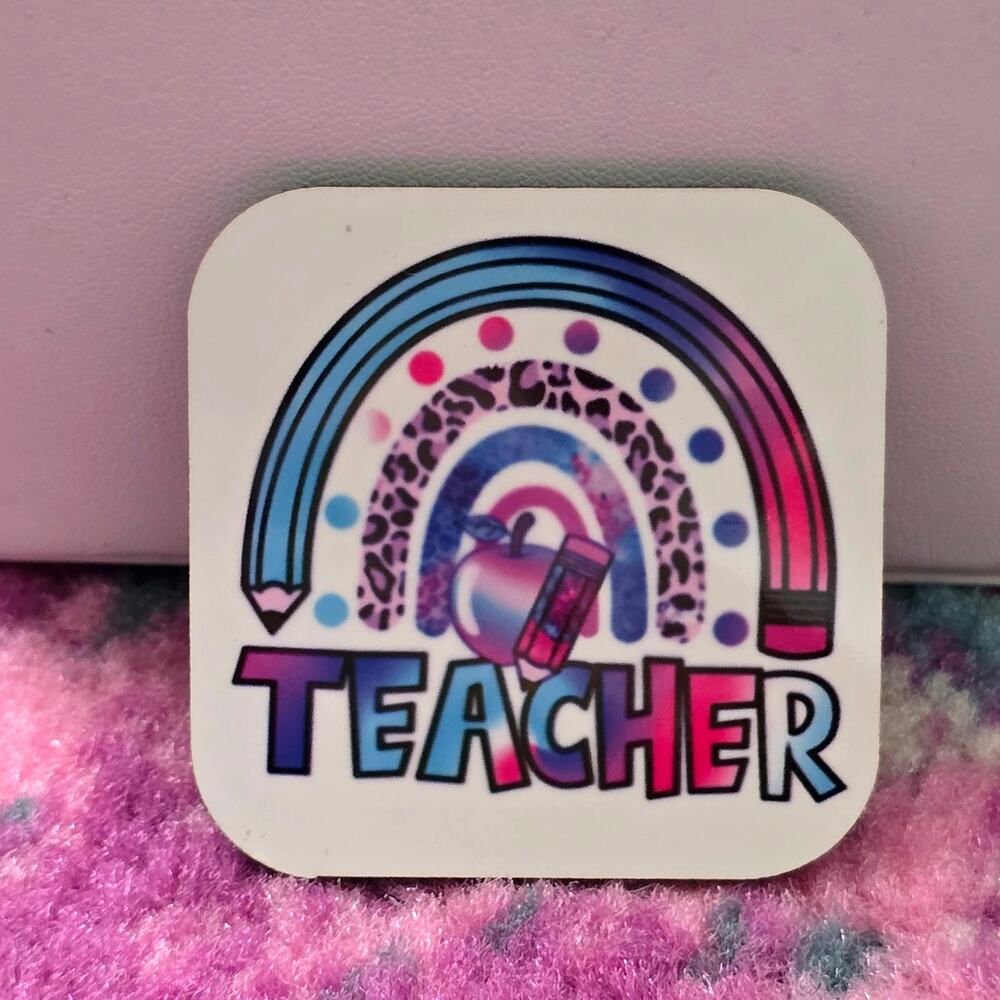 Teacher Blue Pencil Handmade‎ Square Refrigerator Magnet